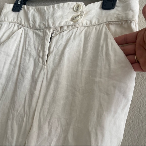 Diane Von Furstenberg Amor linen blend flare white off white pants size 6 - Picture 2 of 9